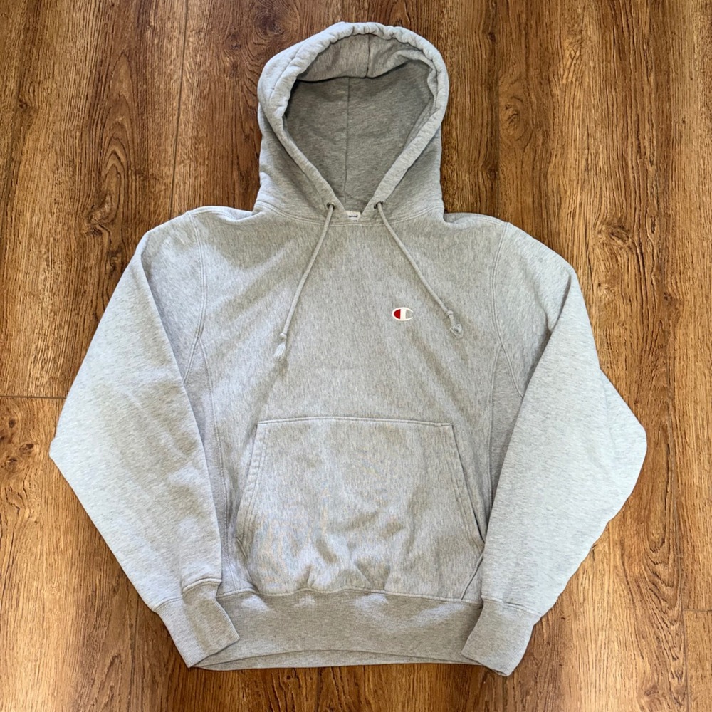 Champion Reverse Weave Hoodie Gray Womens S Sweatshirt y2k relaxed minimalist